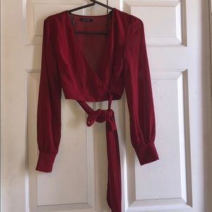 Red Wrap crop top